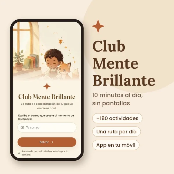 La app Club Mente Brillante abierta en un móvil